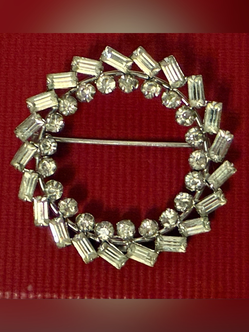 CARL ART signed CA arrow BROOCH STERLING SILVEF 925 RHINESTONES VINTAGE ROUND